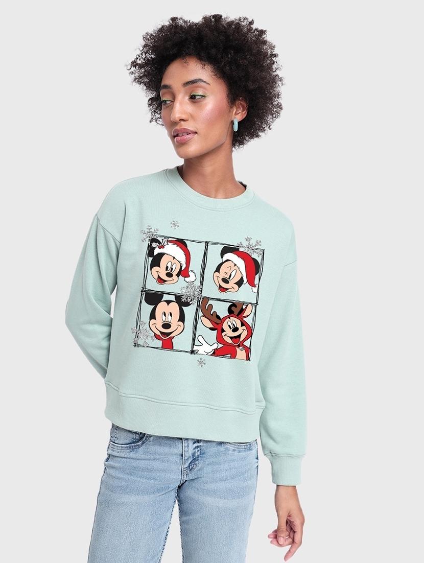 grey cotton blend front print sweatshirt - 20743305 - Zoom Image - 0