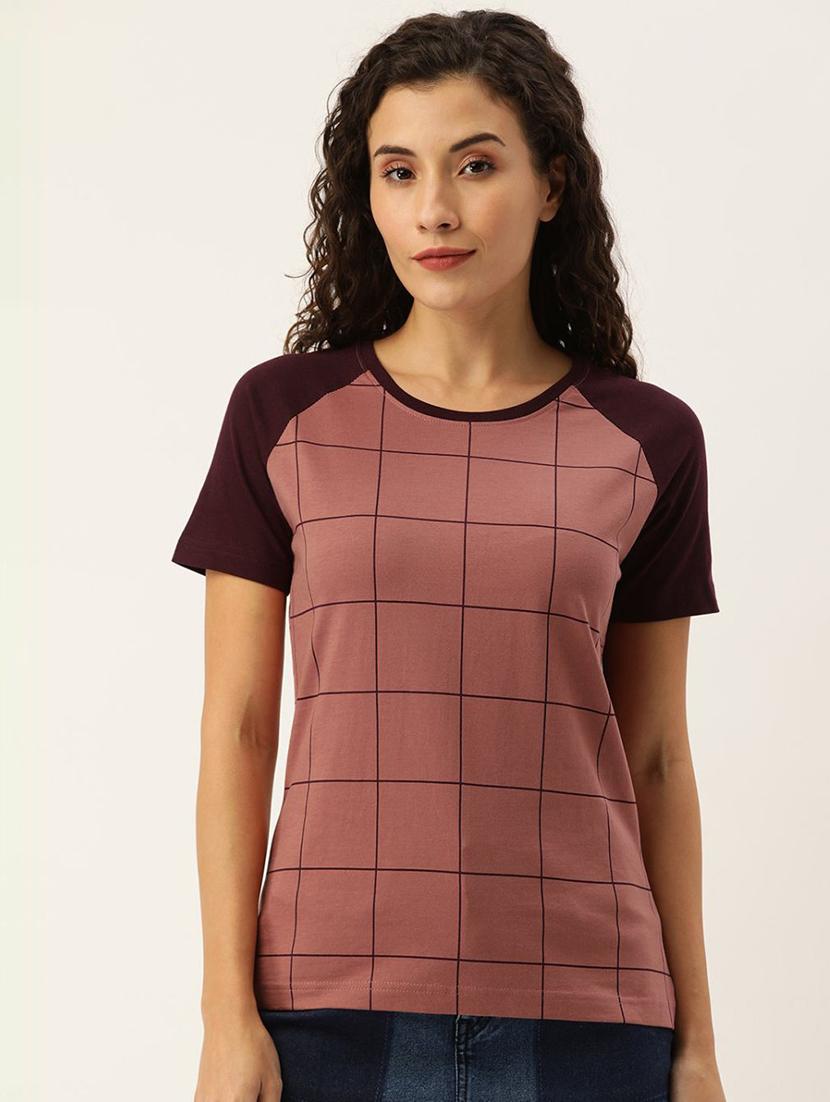 round neck checkered t-shirt - 20745286 - Zoom Image - 0