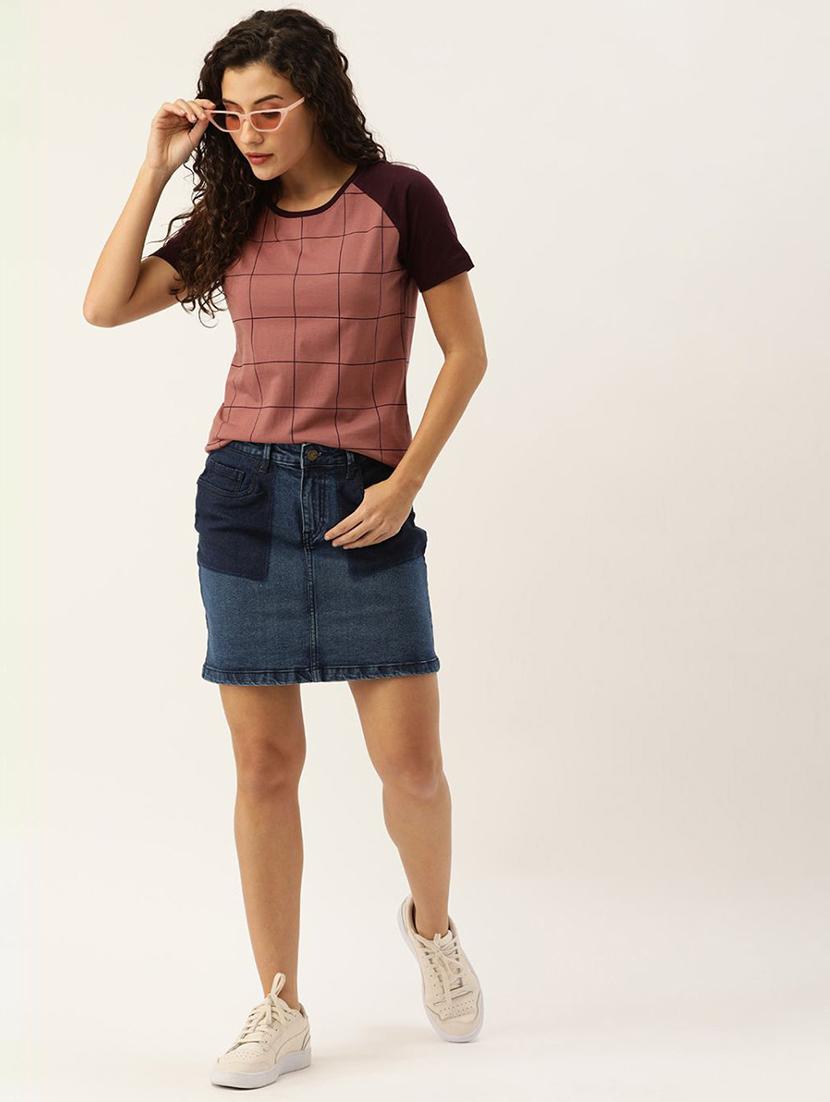round neck checkered t-shirt - 20745286 - Standard Image - 3