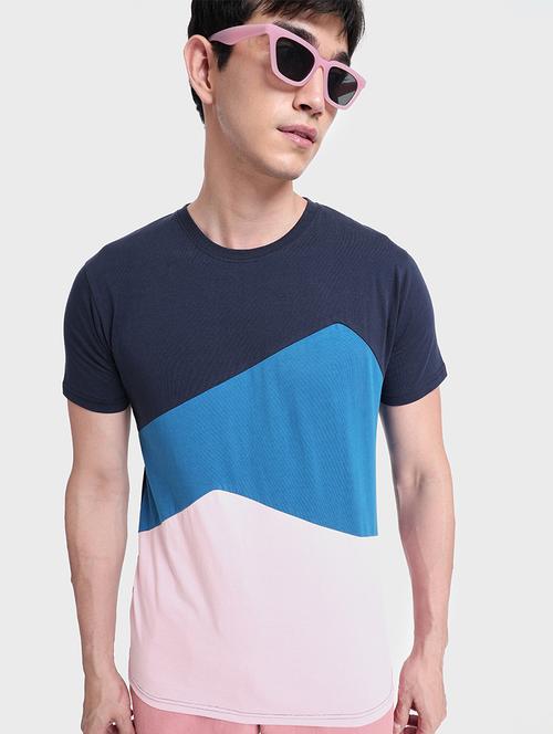 multicolored cotton blend color block t-shirt - 20748616 - Standard Image - 0