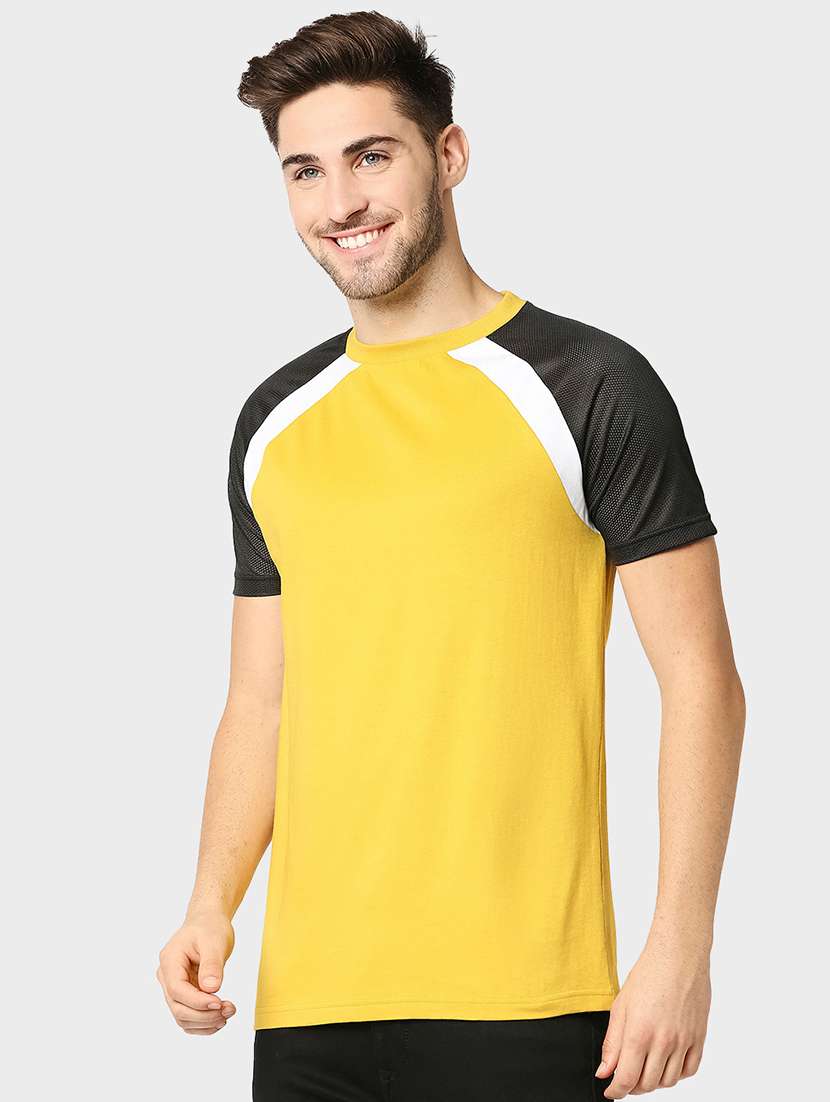 yellow cotton volor block t-shirt - 20749304 - Zoom Image - 0