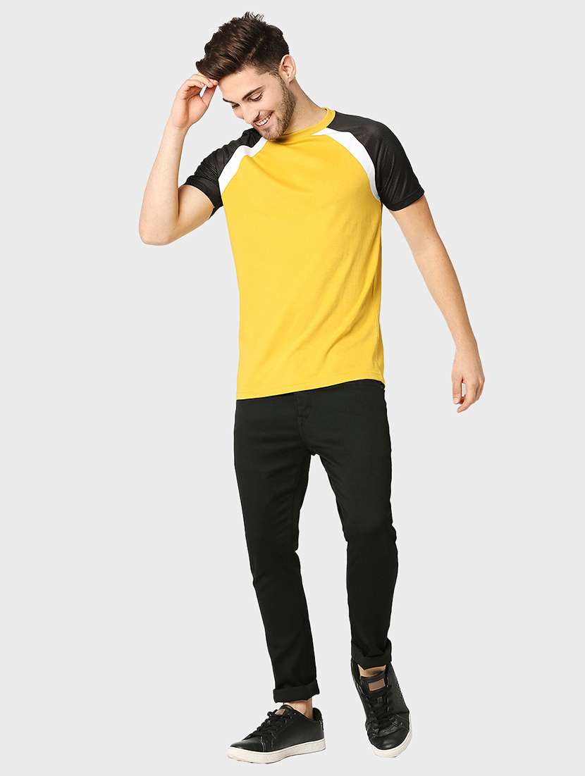 yellow cotton volor block t-shirt - 20749304 - Standard Image - 3
