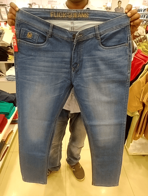 light blue cotton knitted denim jeans - 20754206 - Zoom Image - 0