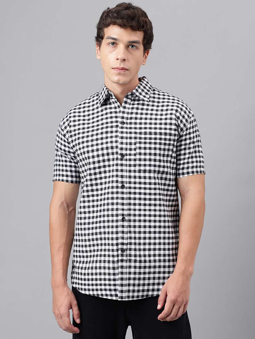 men checkered short sleeve casual shirt - 20754277 - Zoom Image - 0