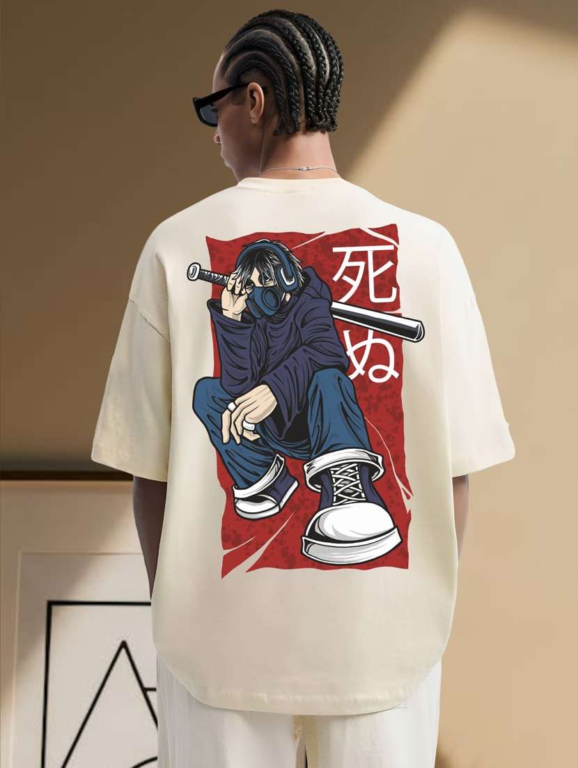 men back print cotton oversize t-shirt