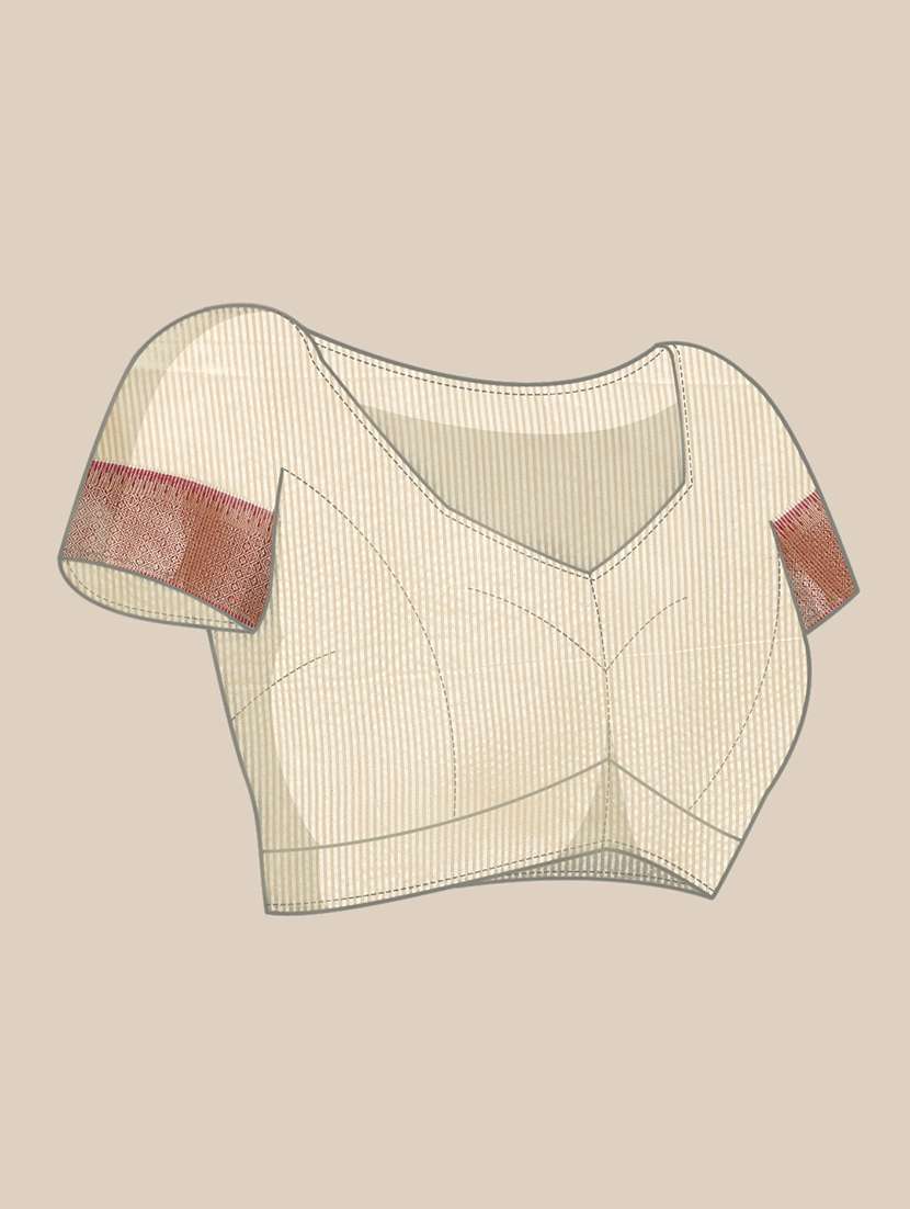 cream solid with work saree with blouse - 20754445 -  Standard Image - 3