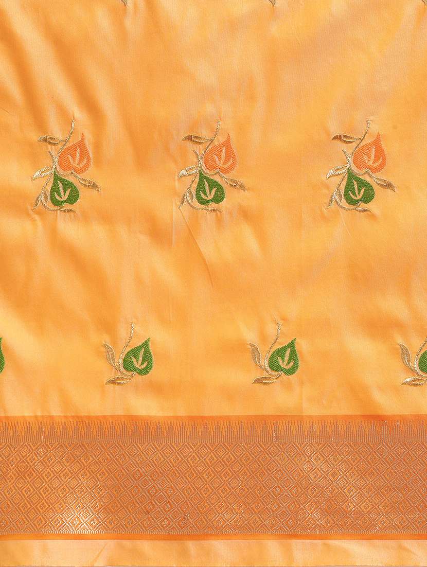 yellow solid with work saree with blouse - 20754446 -  Standard Image - 5