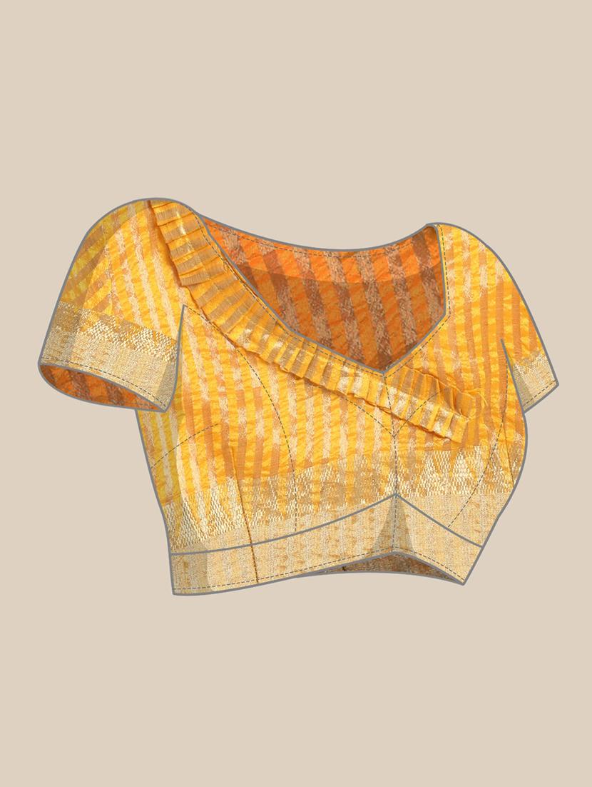 yellow solid with work saree with blouse - 20754465 - Standard Image - 3