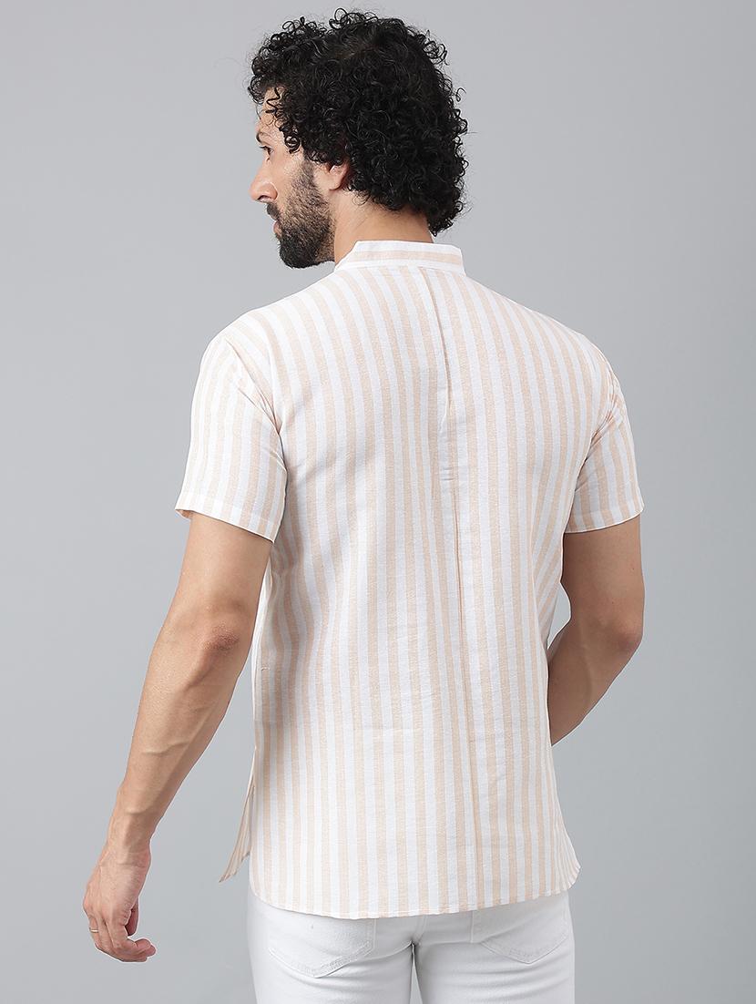 beige vertical striped short kurta - 20754582 - Standard Image - 3