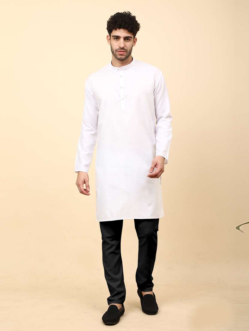 men white solid long kurta