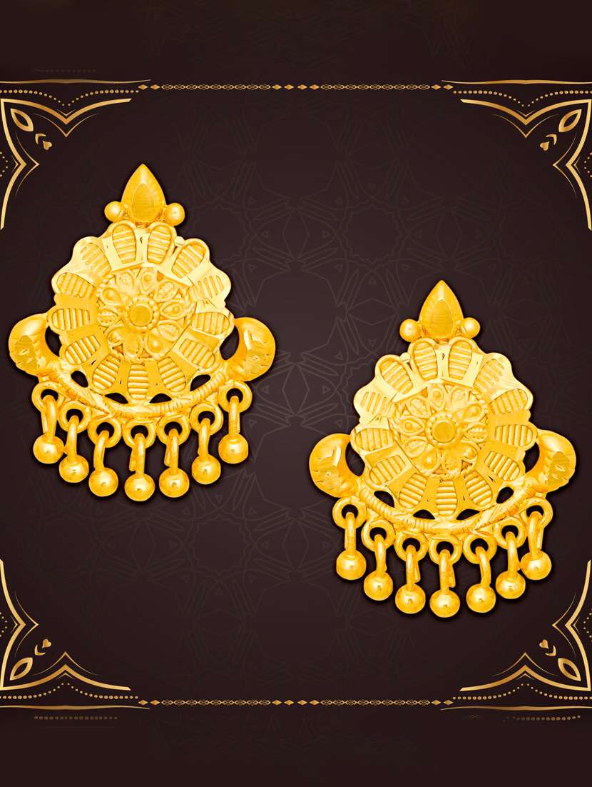 gold brass studs earring - 20754612 -  Zoom Image - 0