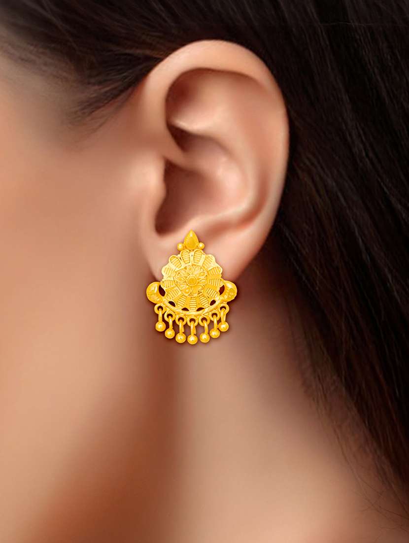 gold brass studs earring - 20754612 - Standard Image - 3
