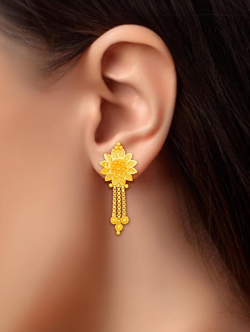 gold plated metal drop earring - 20754615 - Standard Image - 3