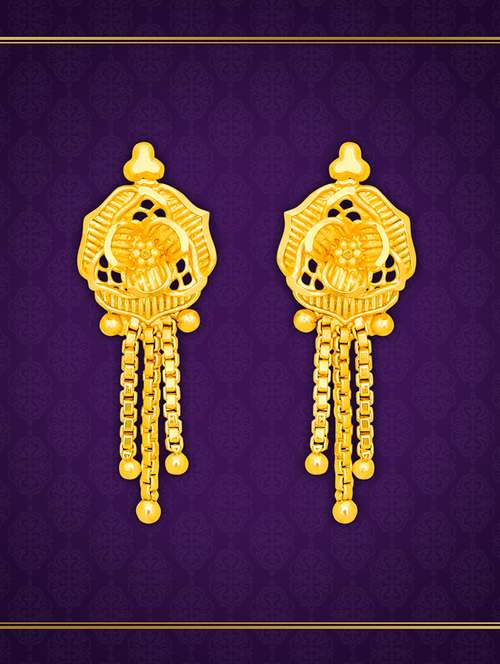 gold plated metal drop earring - 20754616 -  Standard Image - 0