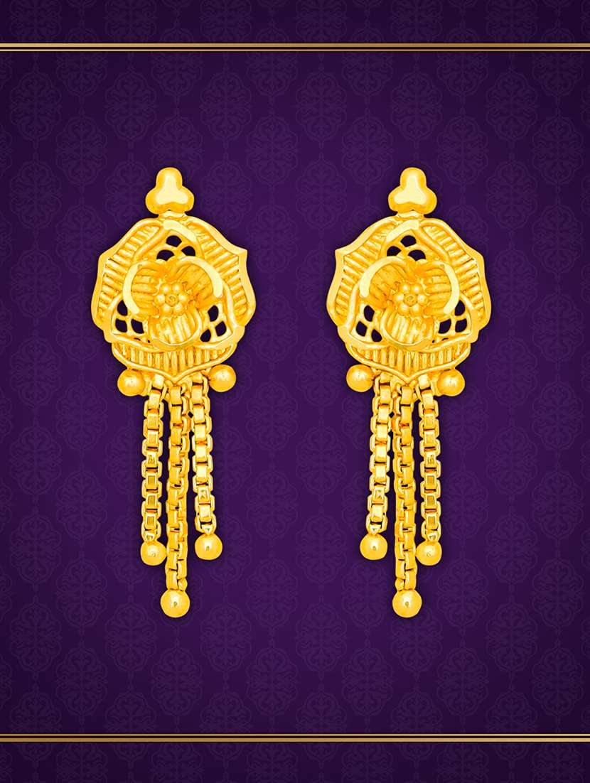 gold plated metal drop earring - 20754616 -  Zoom Image - 0