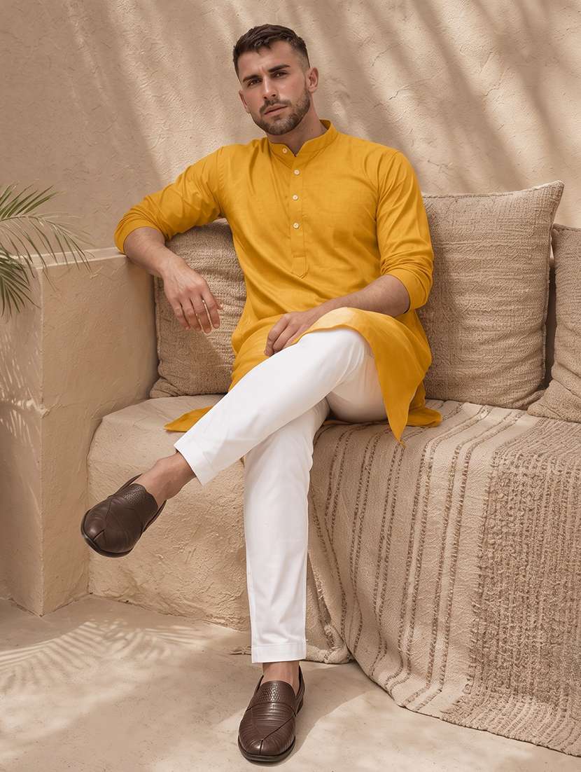 Men Mandarin Neck Solid Kurta Pyjama Set - 20754624 -  Standard Image - 3