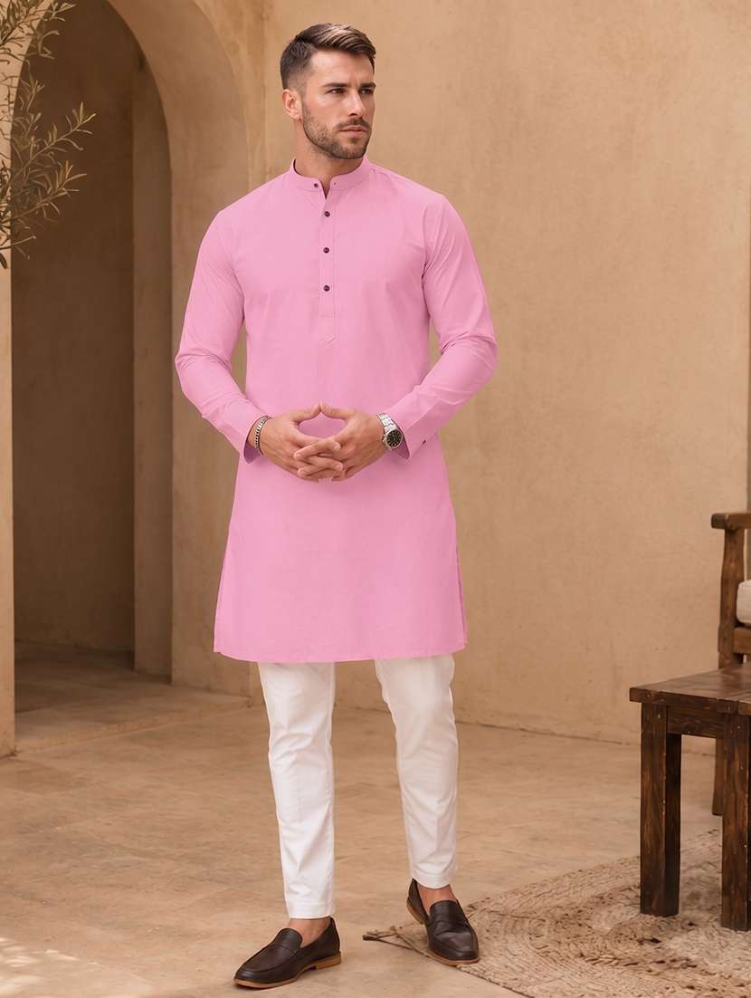 men solid mandarin neck kurta pyjama set