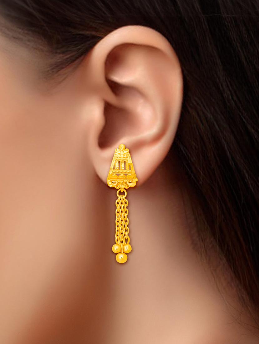 gold plated metal drop earring - 20754644 - Standard Image - 3