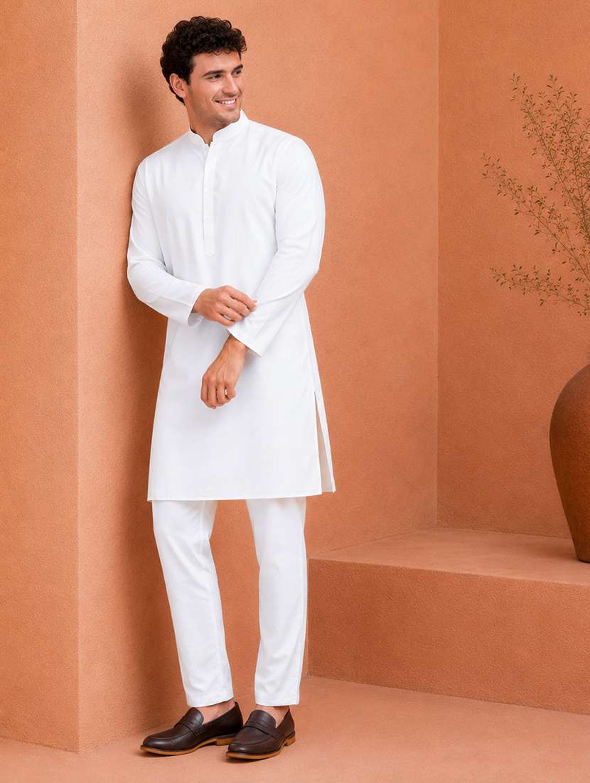 men pack of 2 solid mandarin neck kurta - 20754768 -  Standard Image - 3
