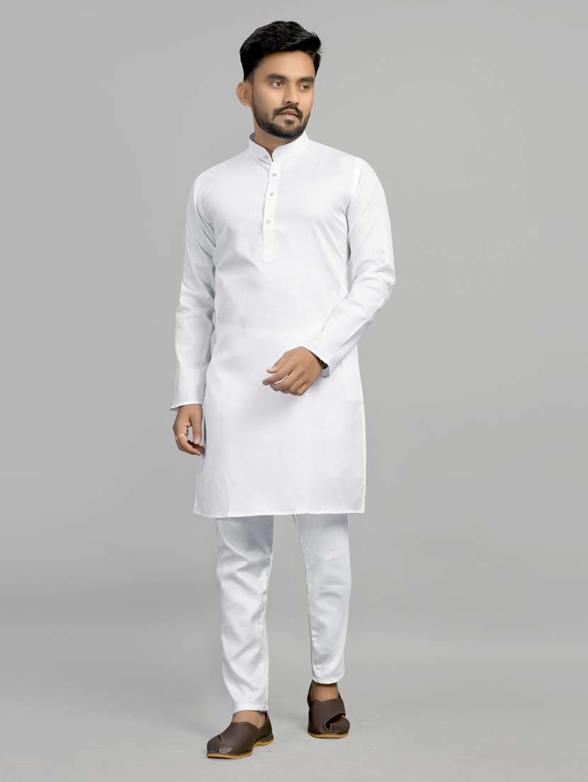 men pack of 2 solid mandarin neck kurta - 20754769 -  Standard Image - 3
