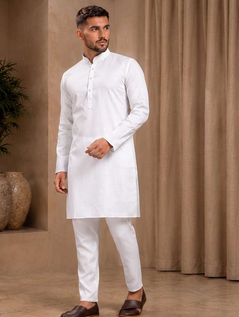 men pack of 2 solid mandarin neck kurta - 20754776 -  Standard Image - 3