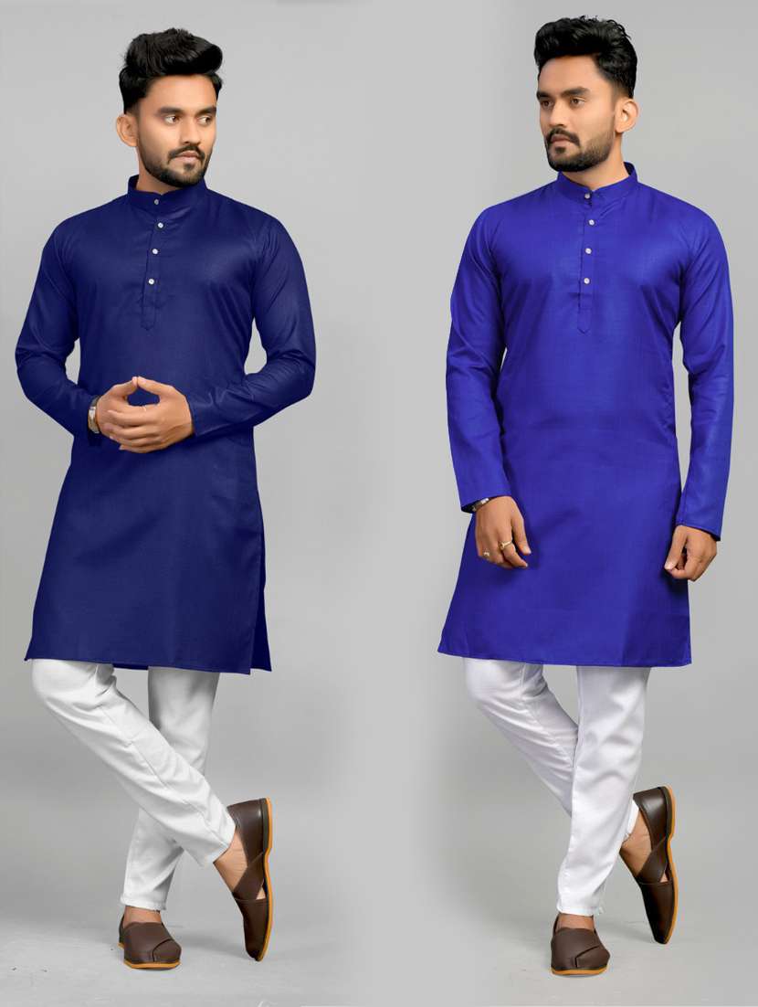 men pack of 2 solid long kurta