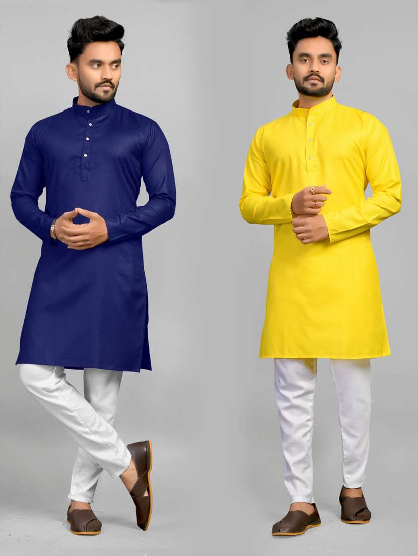 pack of 2 multi coloured solid long kurta