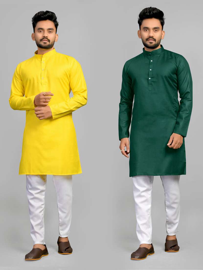 pack of 2 multi coloured solid long kurta