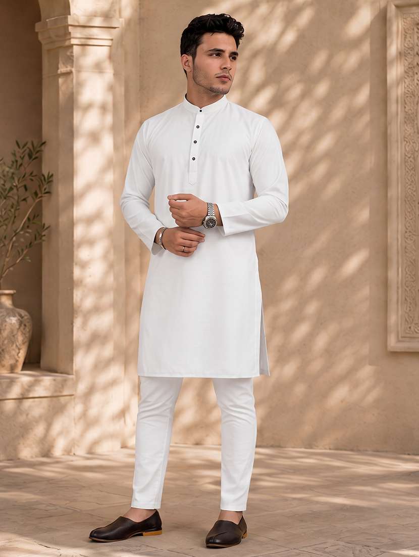 men pack of 2 solid kurta pyjama set - 20754967 -  Standard Image - 3