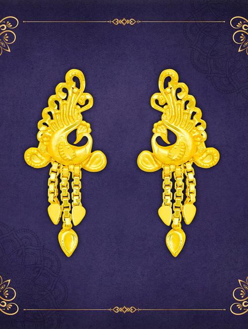 gold plated metal drop earring - 20755050 - Standard Image - 0