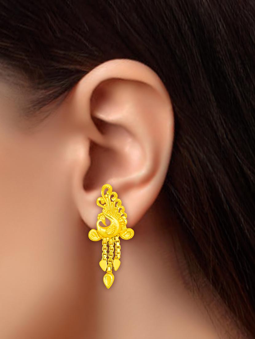gold plated metal drop earring - 20755050 - Standard Image - 3