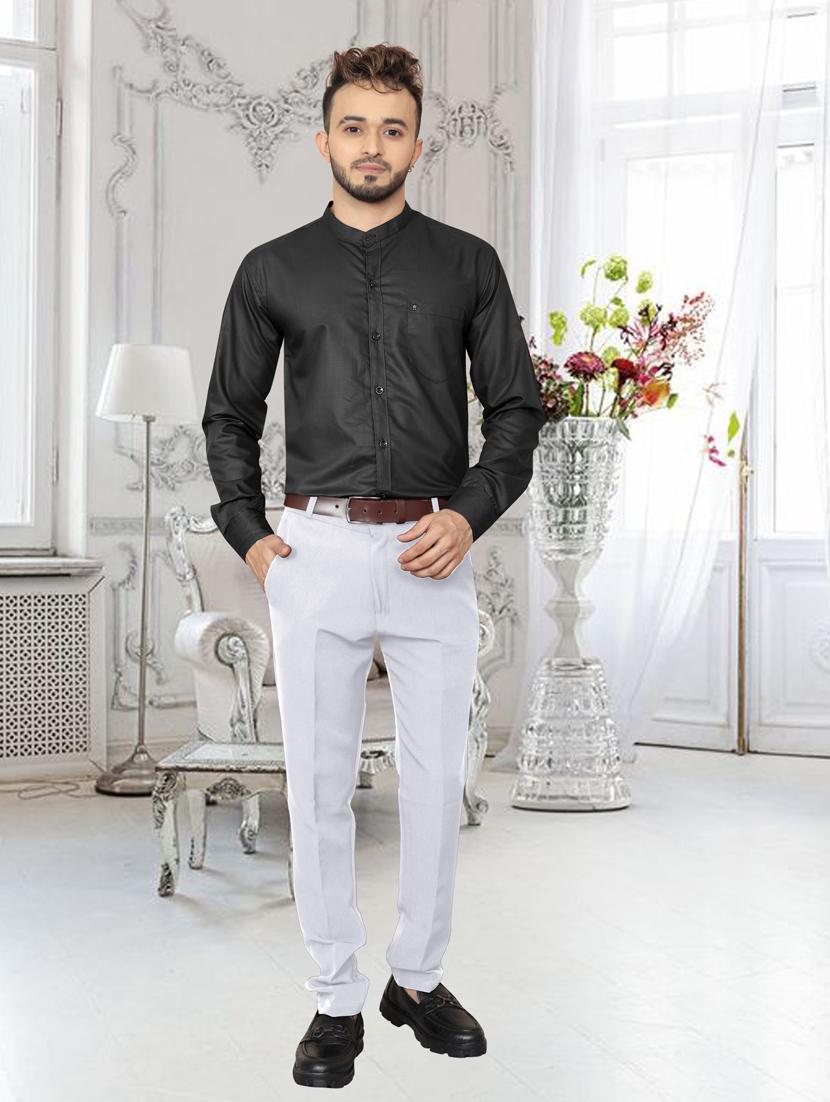 men black solid full sleeve casual shirt - 20755086 - Standard Image - 3