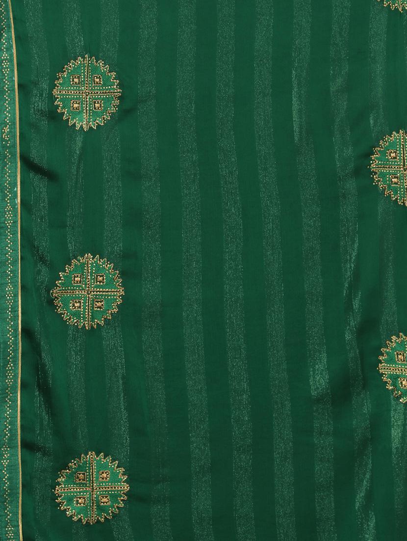 green chiffon embroidered saree with blouse - 20755115 - Standard Image - 3