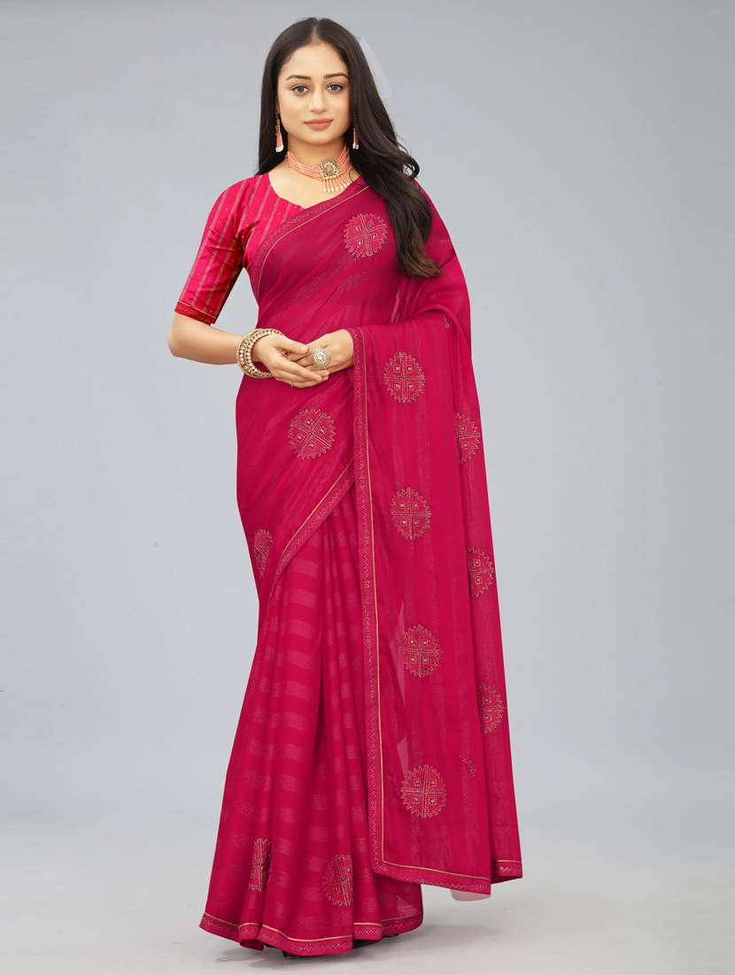 women pink embellished saree with blouse - 20755118 - Zoom Image - 0