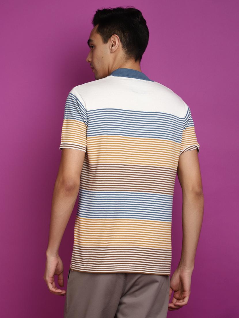 men mock neck striped t-shirt - 20755269 - Standard Image - 3
