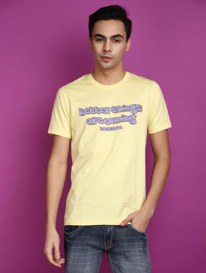 men round neck chest print t-shirt