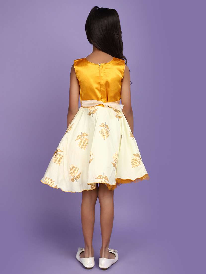 yellow printed detailed frock - 20755449 -  Standard Image - 3