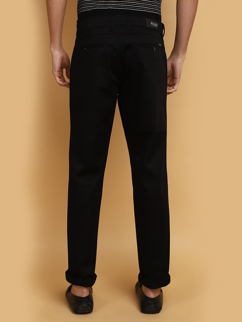 men black solids chinos casual trouser - 20755484 - Standard Image - 3
