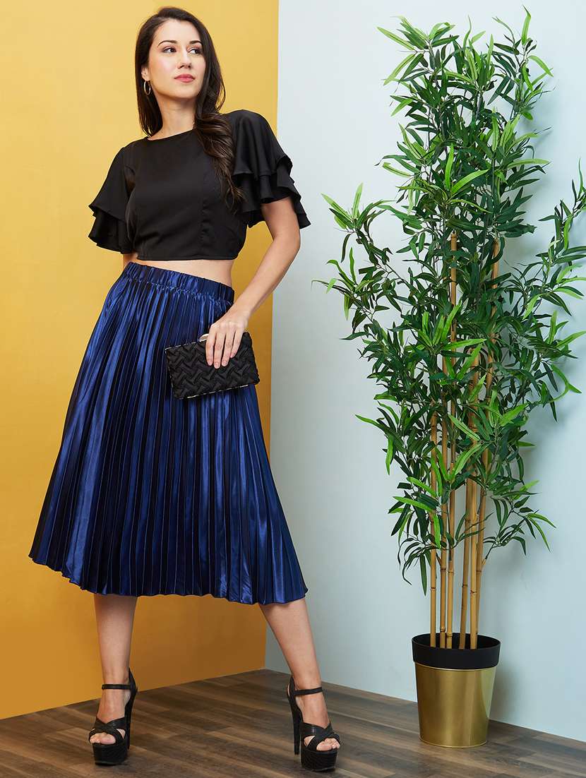 blue polyester aline skirts - 20755939 - Standard Image - 3