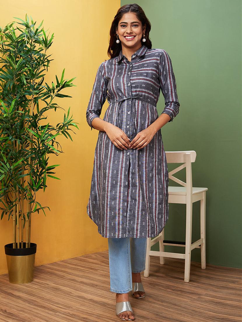 multicolored self-designed straight kurta - 20755951 - Zoom Image - 0