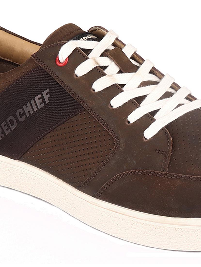 brown leather lace up sneakers - 20756022 - Standard Image - 3