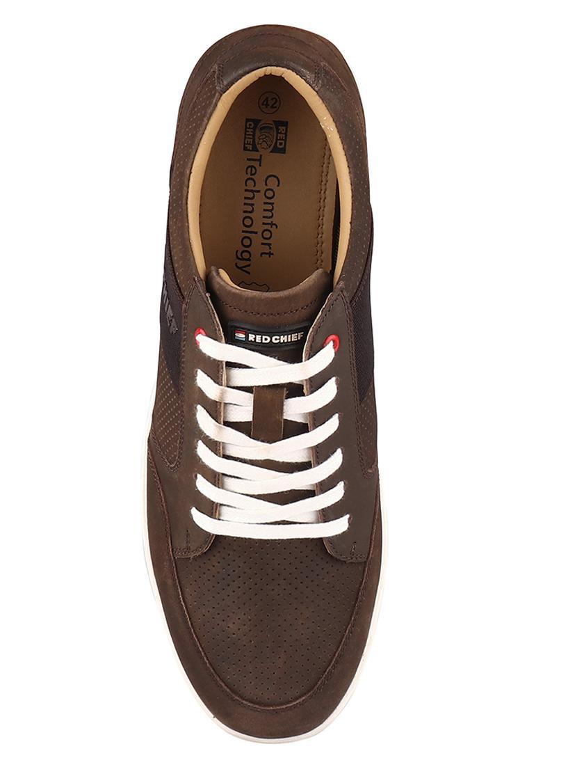 brown leather lace up sneakers - 20756022 - Standard Image - 5