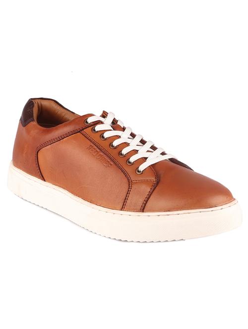 tan leather lace up sneakers - 20756031 - Standard Image - 0
