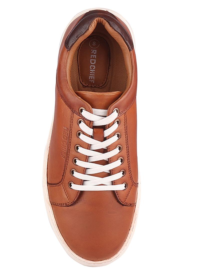tan leather lace up sneakers - 20756031 - Standard Image - 3