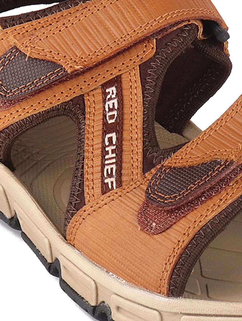 tan leather back strap sandals - 20756042 - Standard Image - 3