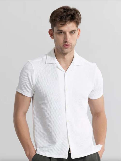 white self design casual shirt - 20756154 -  Standard Image - 0