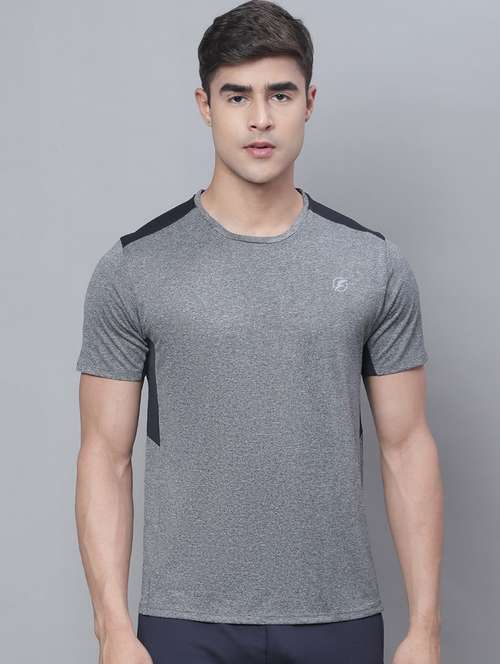 solid grey shoulder taped t-shirt - 20757326 -  Standard Image - 0