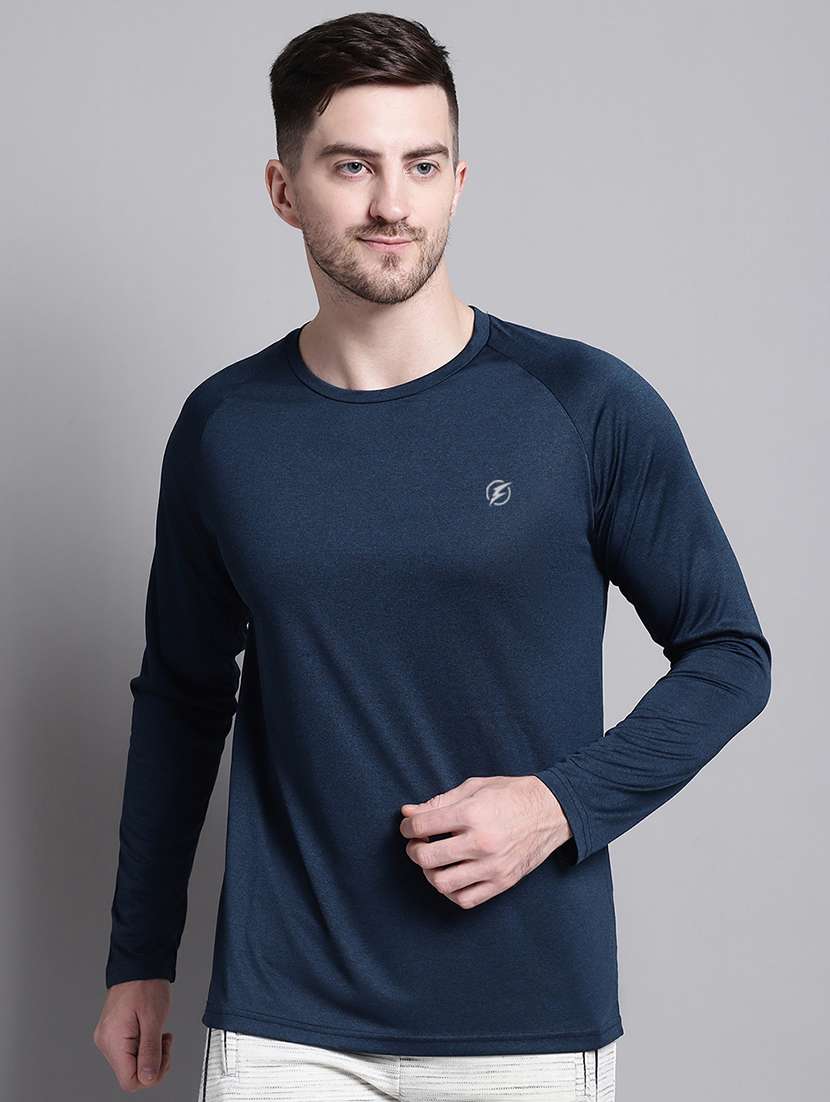 solid blue polyester t-shirt