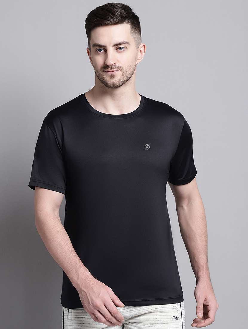 solid black polyester t-shirt