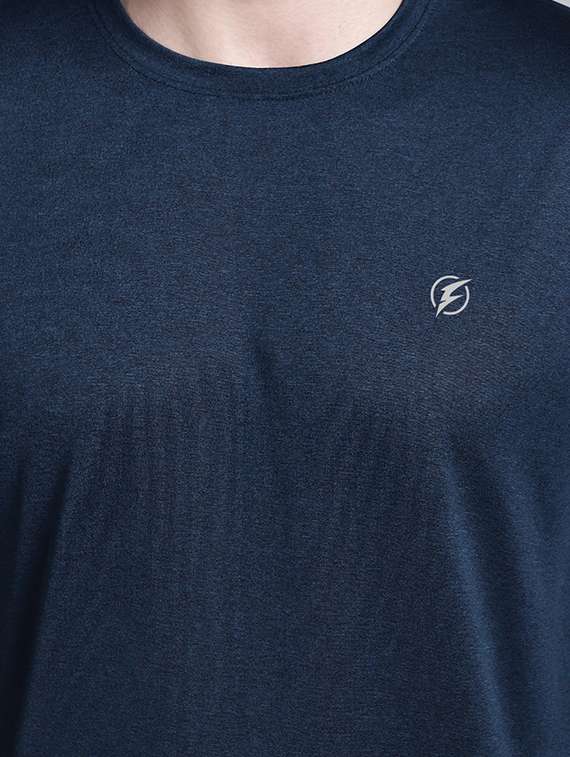 men navy blue round neck t-shirt - 20757347 - Standard Image - 3
